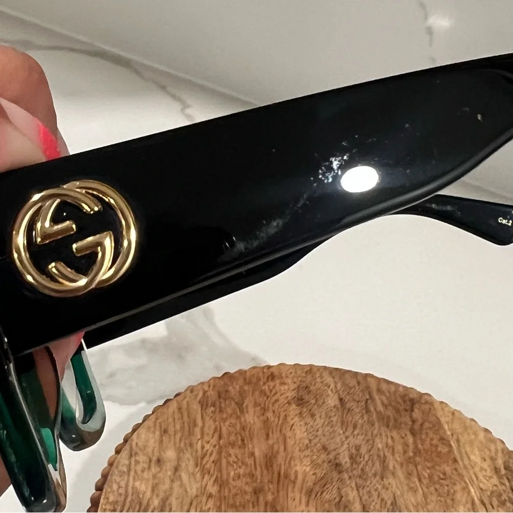 Gucci Red and Green Glitter Sunglasses‎ acetate square sunglasses minor flaws